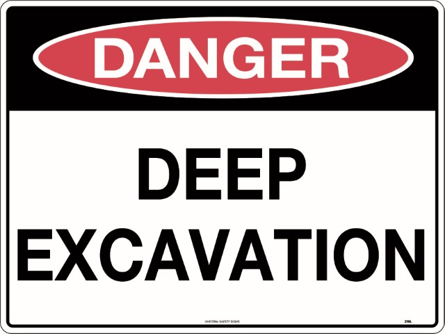 SIGN DANGER DEEP EXCAVATION 600X450 FLUTE 150D